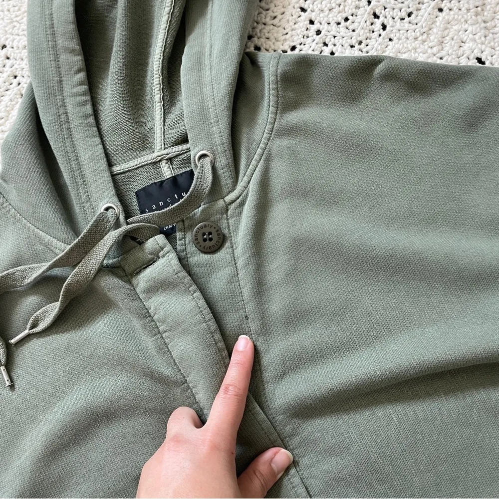 Sanctuary Cotton French Terry Hooded Oversized Shacket Jacket Green (Large) - Image 4