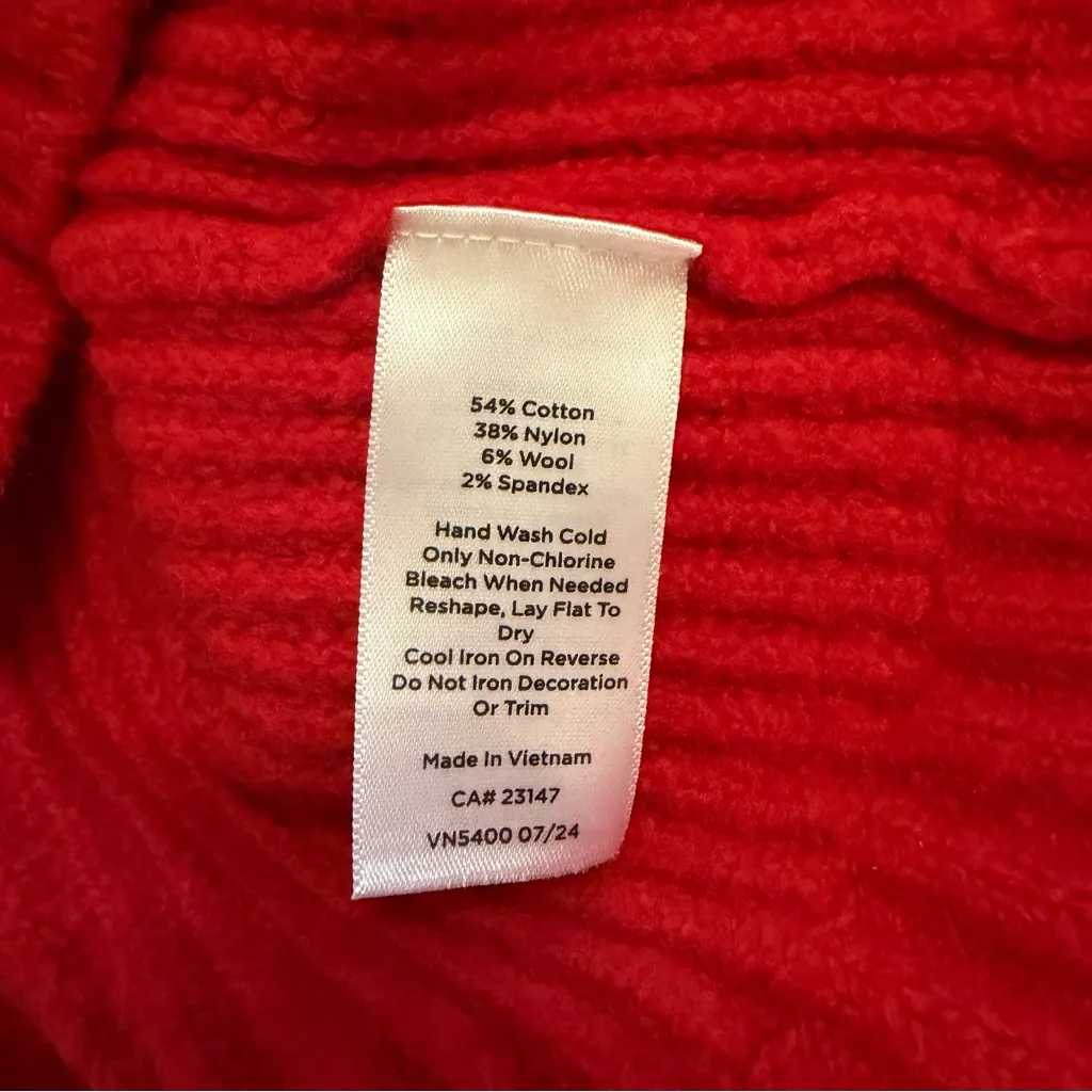 Talbots Red Jewel Half Button Henley Rib Knit Sweater Size M - Image 13