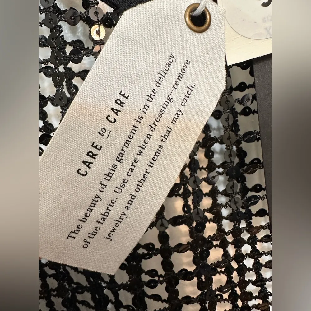 Pilcro  Black Sheer Sequin Mesh Tank Top NWT - Image 8