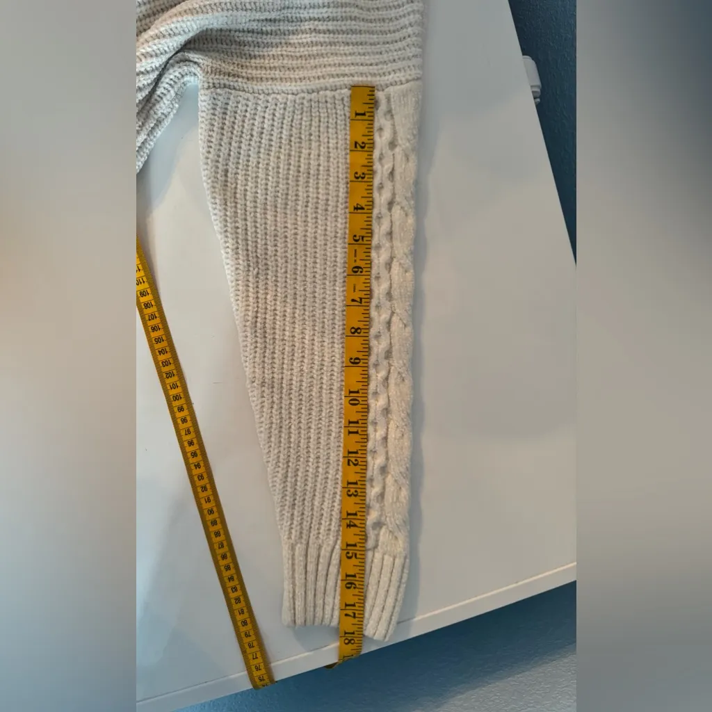 RACHEL ZOE Ivory Cable Knit Mock Neck Sweater Size L (NWOT) - Image 6