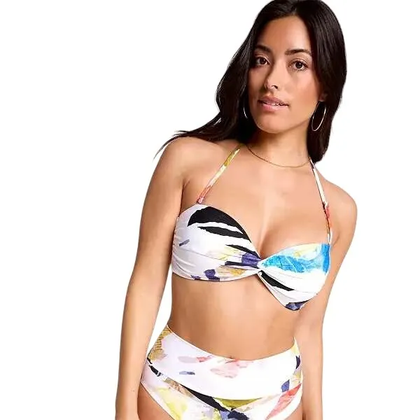 CALIA Women's Twisted Bandeau Bikini Top & Wide Banded HR Bottoms Set Size M NWT Blue Size M - Image 3