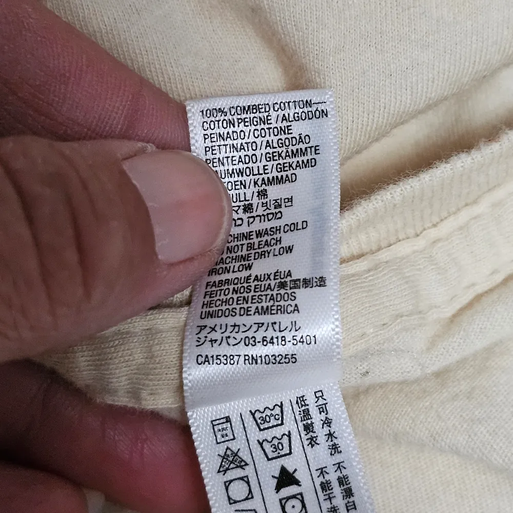 American Apparel Cream Alpaca Face Alpaca India Short Sleeve Tee Size Large - Image 6