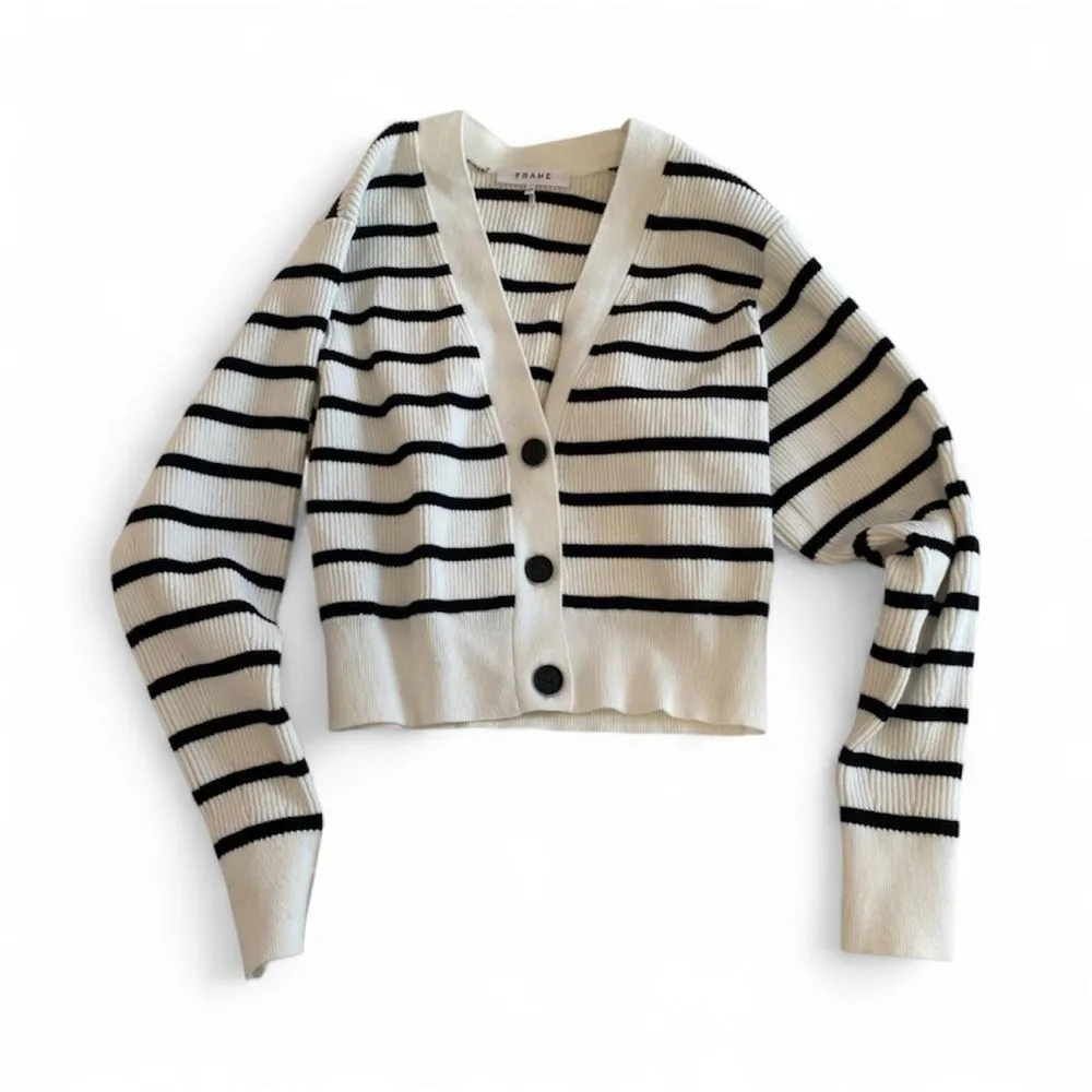 frame denim Frame Striped Relaxed ribbed Cardigan - Image 7