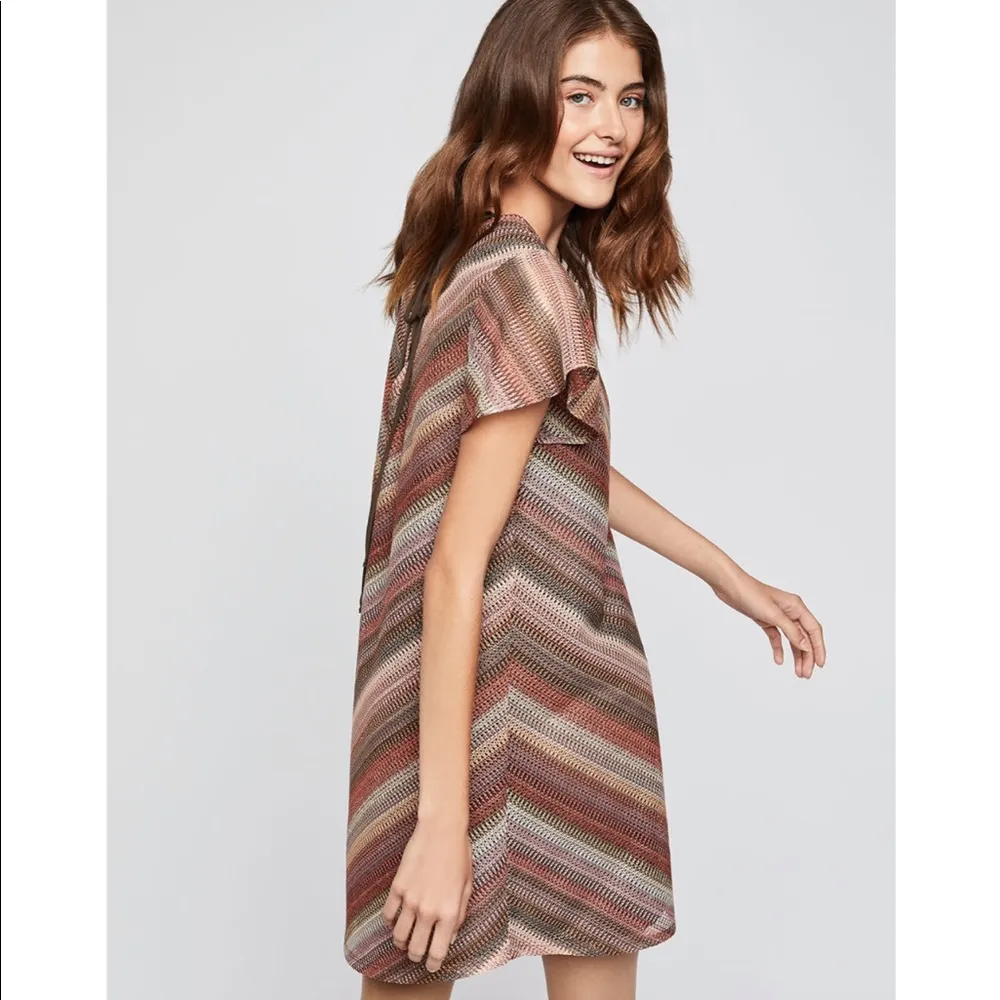 BCBG Lace-Up Back Mini Dress in Brown/Beige, Size S New w/Tag - Image 4