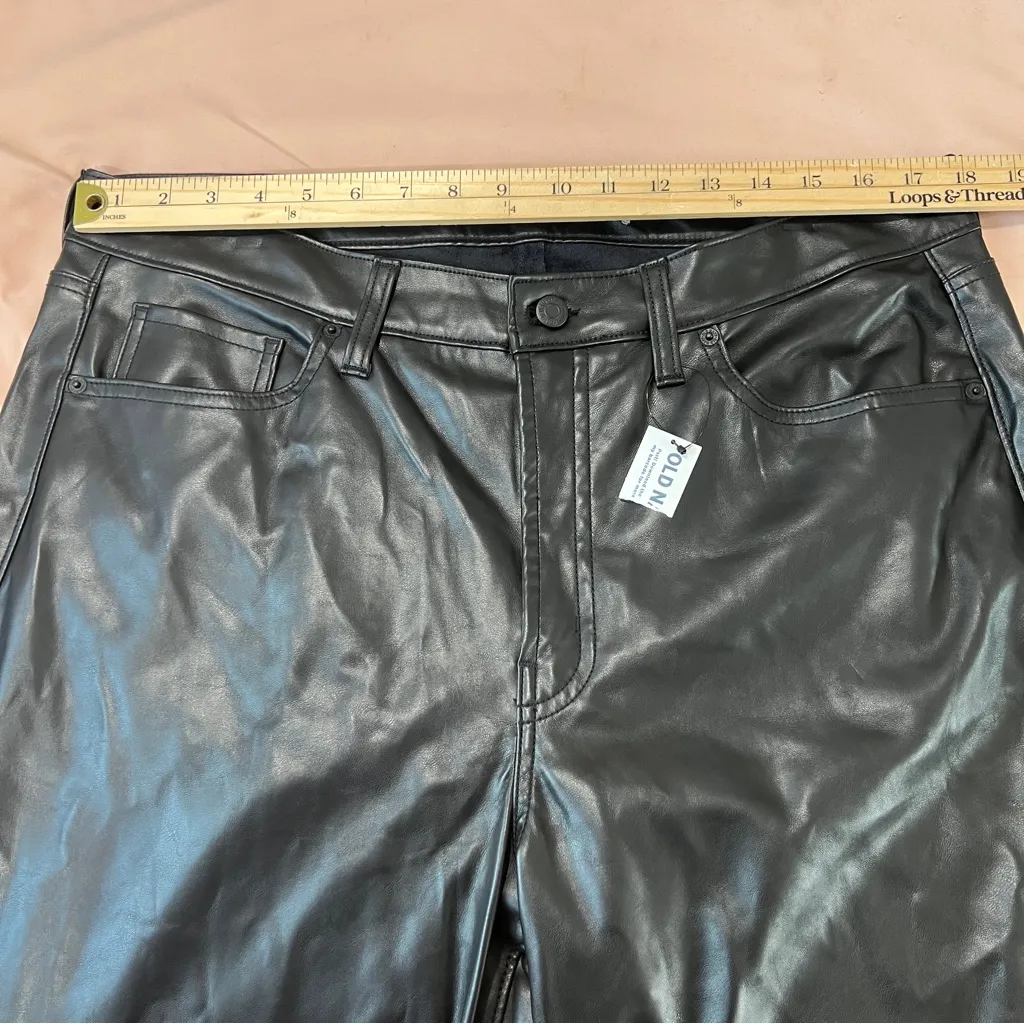 Old Navy High Rise OG Loose‎ Faux Leather Pants Black NWT Size 16 - Image 12