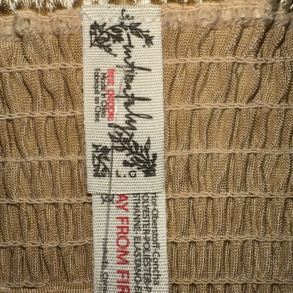 Free People Top Womens Large Latte Casino Royal Brami Crop Smocked Back Y2K NEW - Image 7