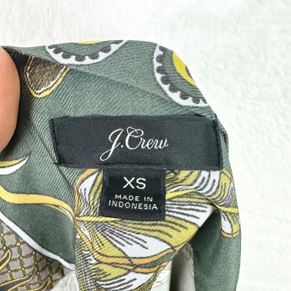J. Crew Ornate Jungle Drapey Boatneck Top Size XS Long Sleeve Jaguar Bird - Image 6