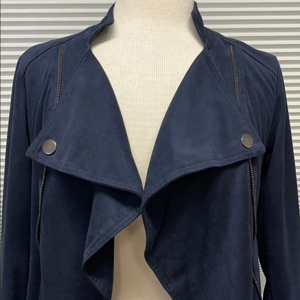 Romeo & Juliet Couture Blue Faux Sued Moto Jacket Size Small - Image 3