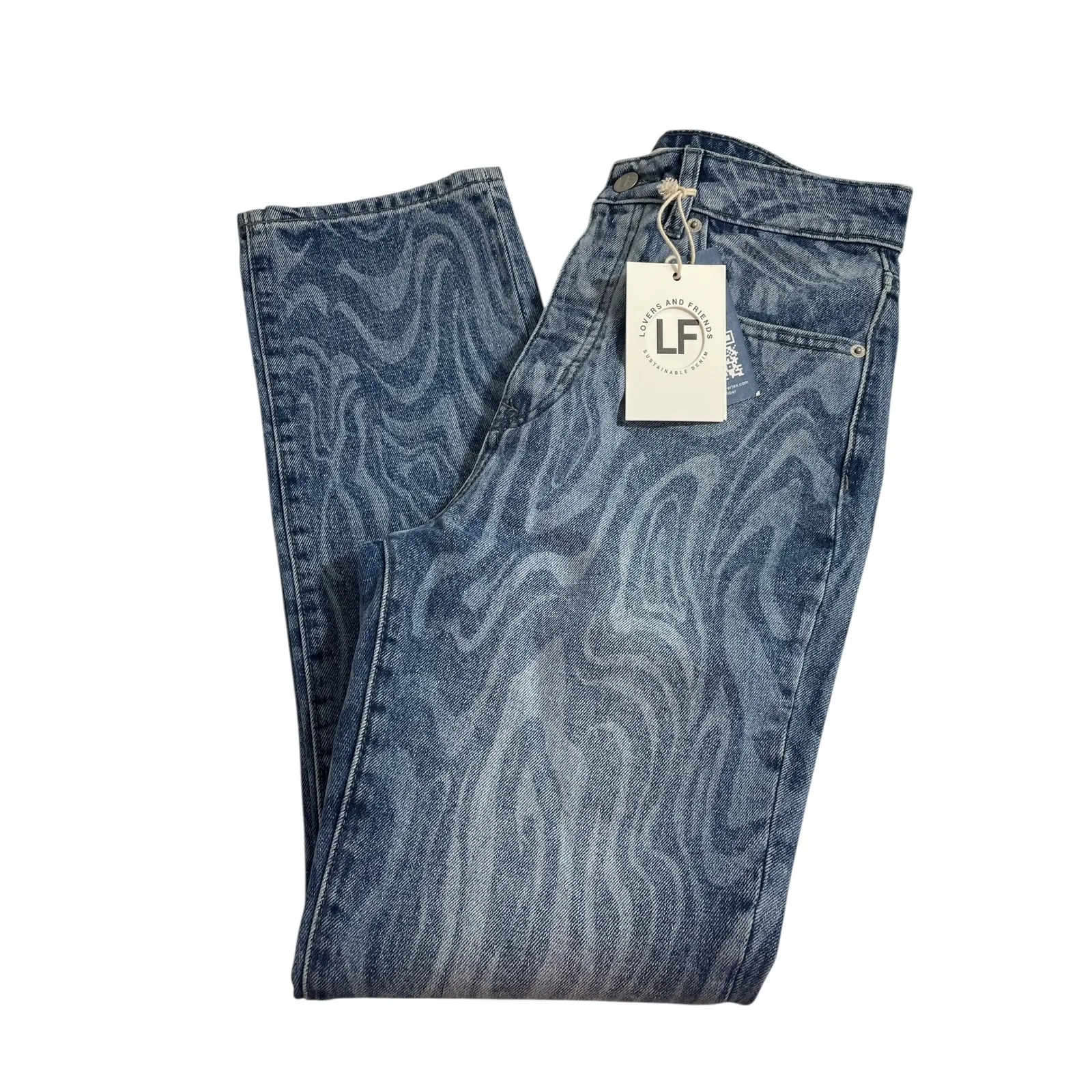NWT Lovers and Friends Reece High‎ Rise Slim Straight Blue Canyon Wave Jeans 26 - Image 5