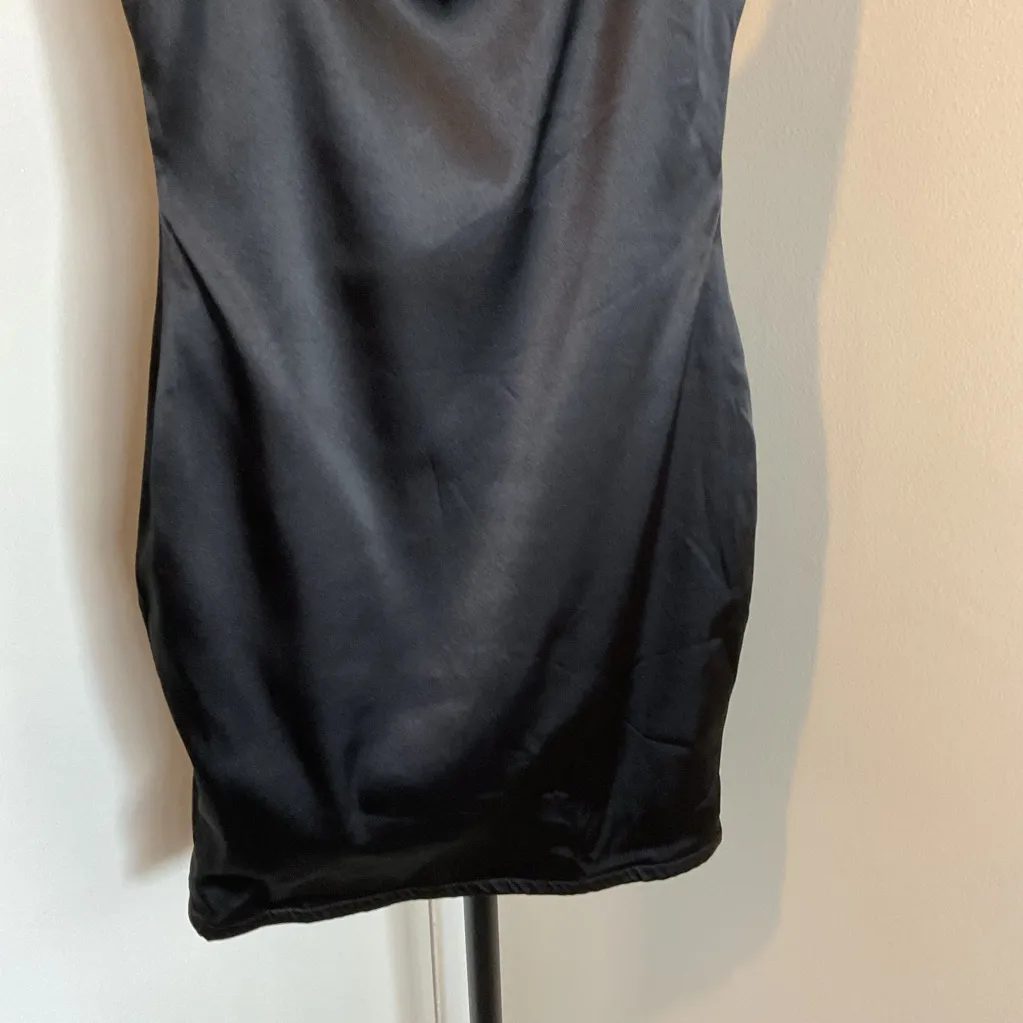 23. NWT Boutique Black Satin Like Bodycon Mini Sleeveless Dress Size Small - Image 6