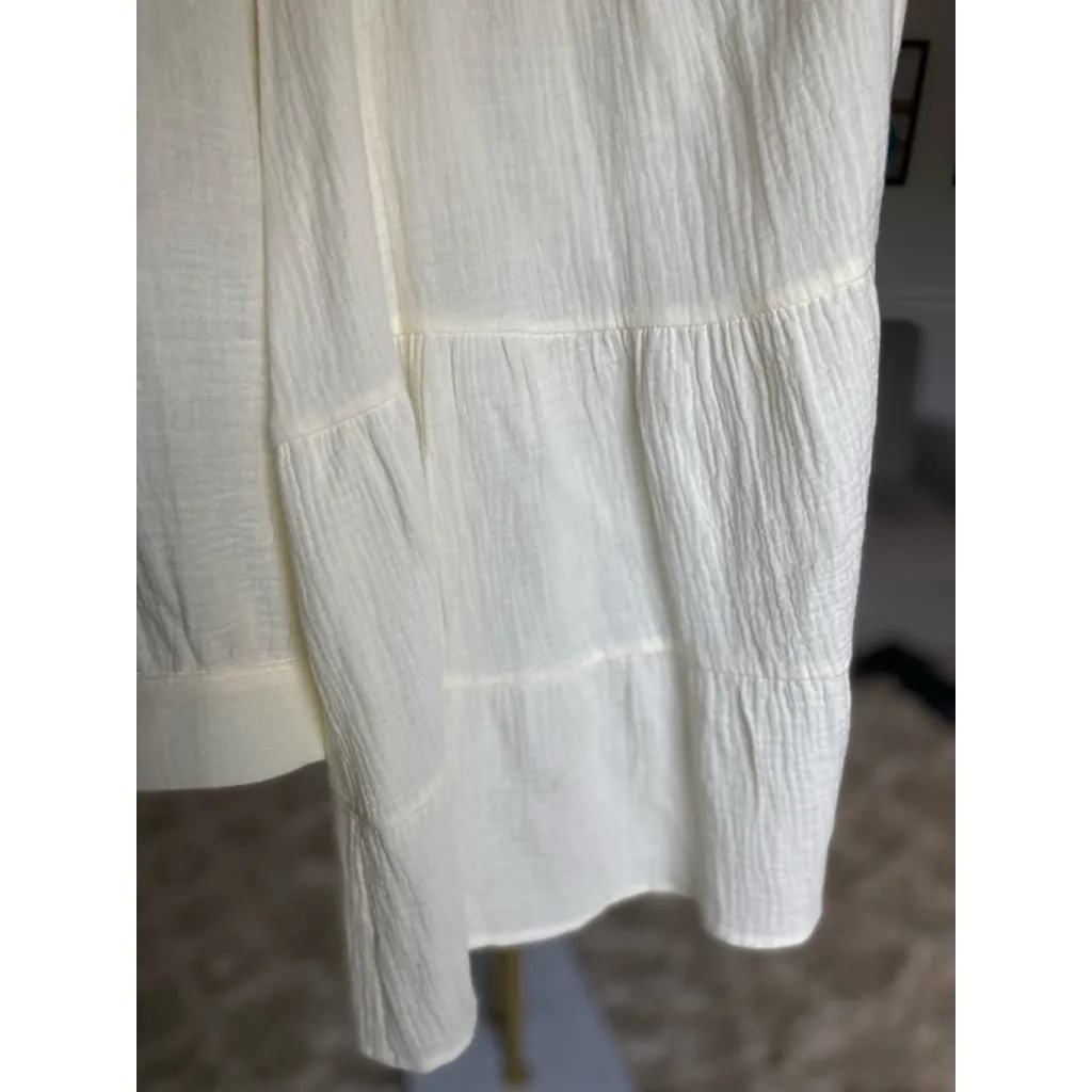 Cloud Ten Cotton Mini Dress Cover Up Cream Button Down Resort Vaca Yacht Travel - Image 9