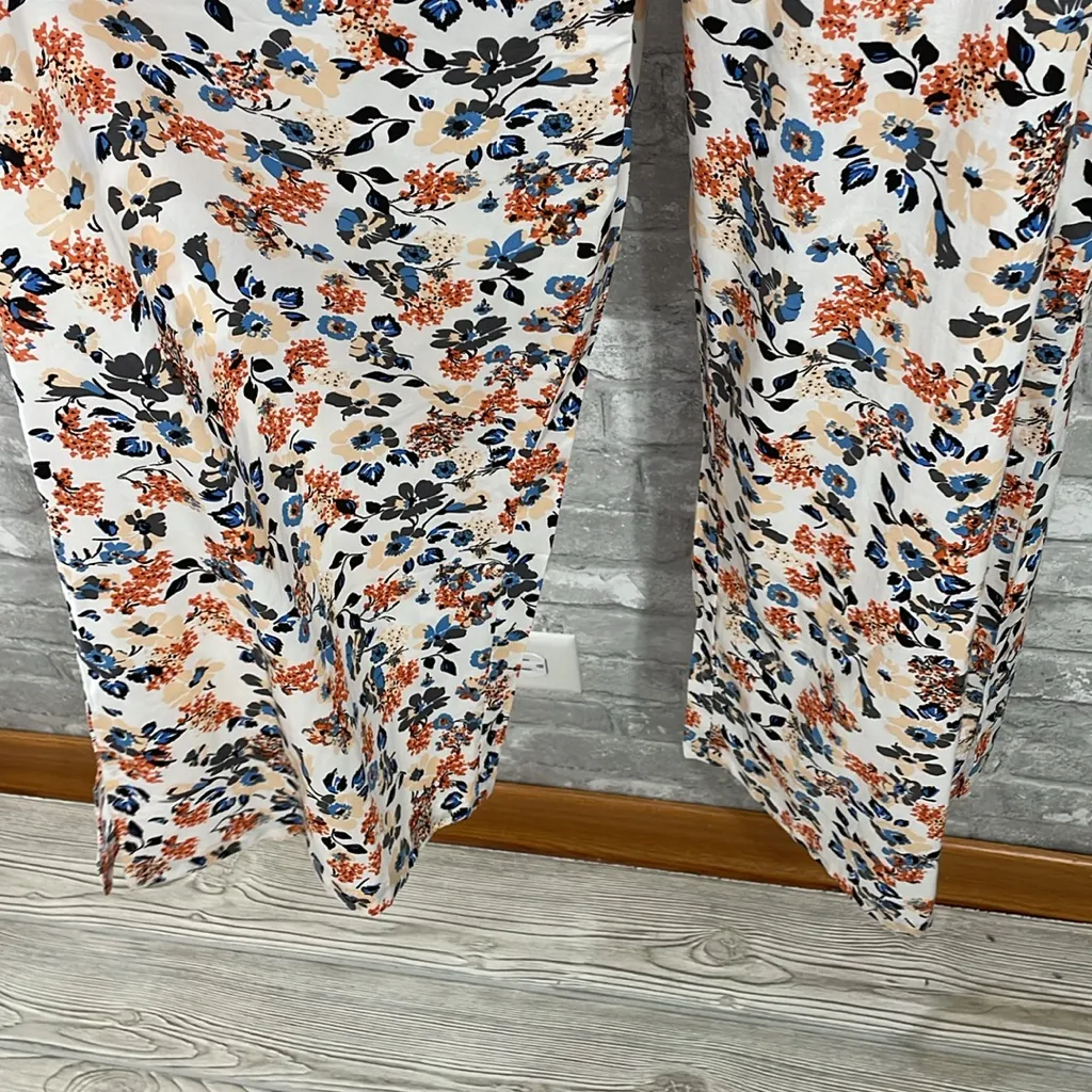 Fantaslook Orange Blue Floral Print Wide Leg Jumpsuit Size M - Image 2