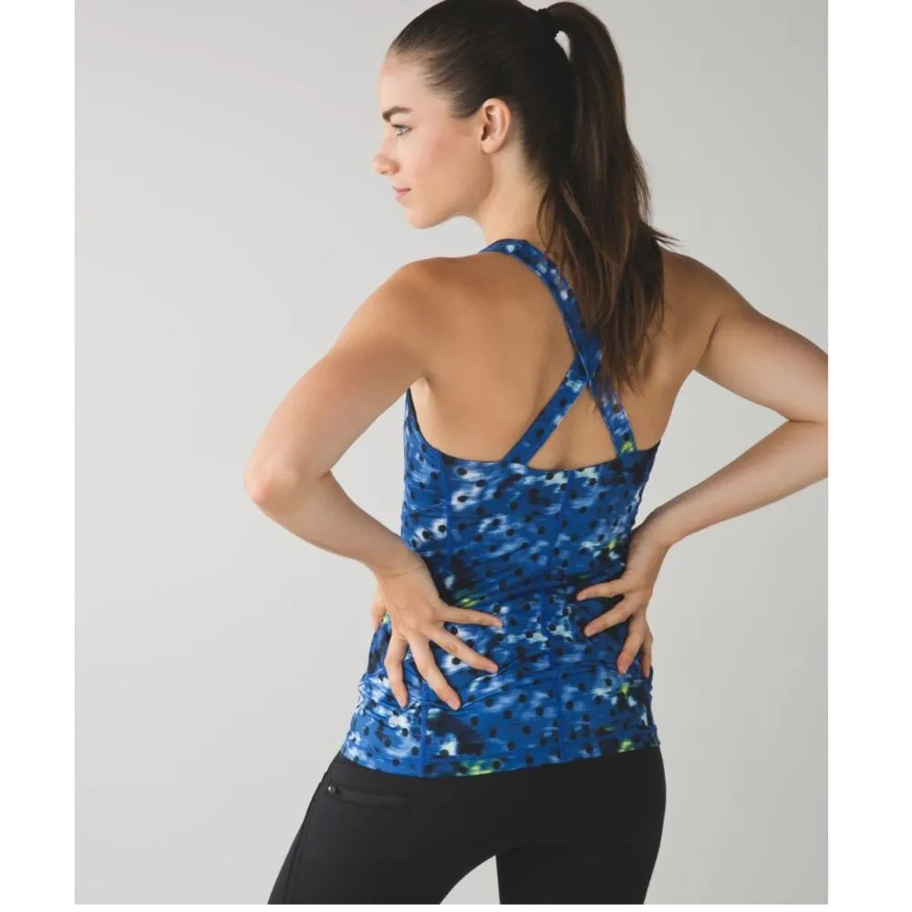 Lululemon Kanto Catch Me Racerback Tank Windy Blooms Sapphire Blue Size 4 Small - Image 4