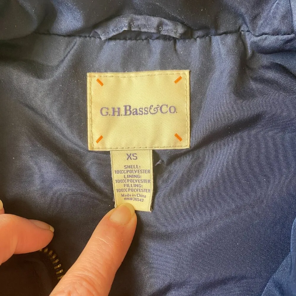 G.H.Bass & Co. dark blue women's XS collared sleeveless zip up puffer vest - Image 9