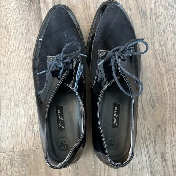 Paul Green soho black patent leather & suede Oxford sz 8 - Image 2