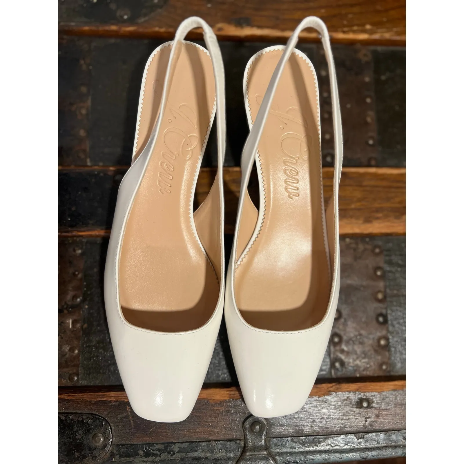 Women’s J.Crew White Sling Back kitten Heels 7.5 - Image 3