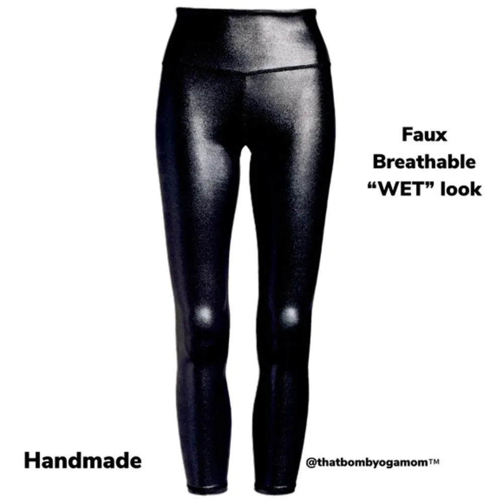 NEW Boutique Liquid Latex Black Leggings Small Breathable Wet Look Shine PU XS/S - Image 8