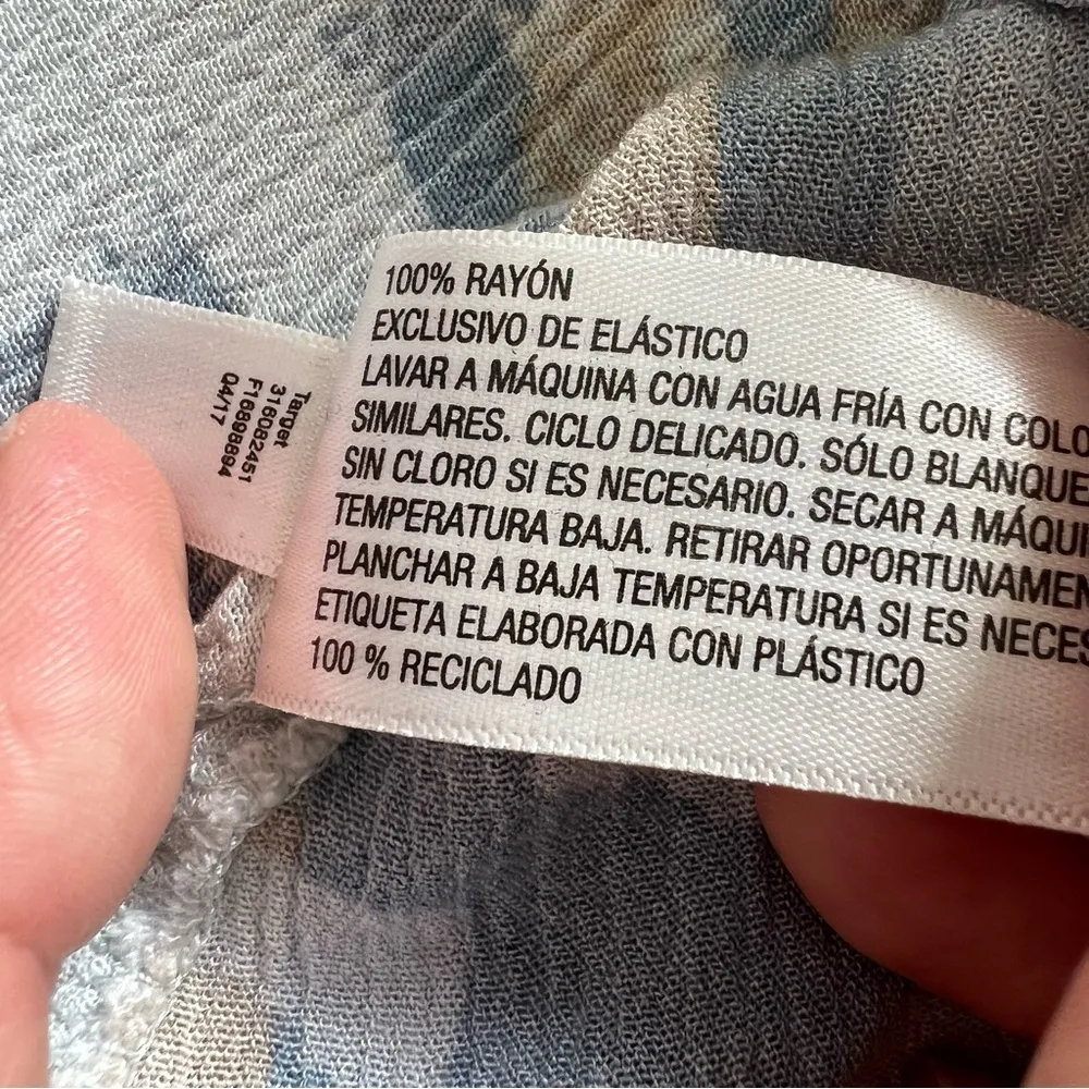 Knox Rose Womens Aztec Boho Western Smocked Tie Neck Sheer Top Light Blu… - Image 7