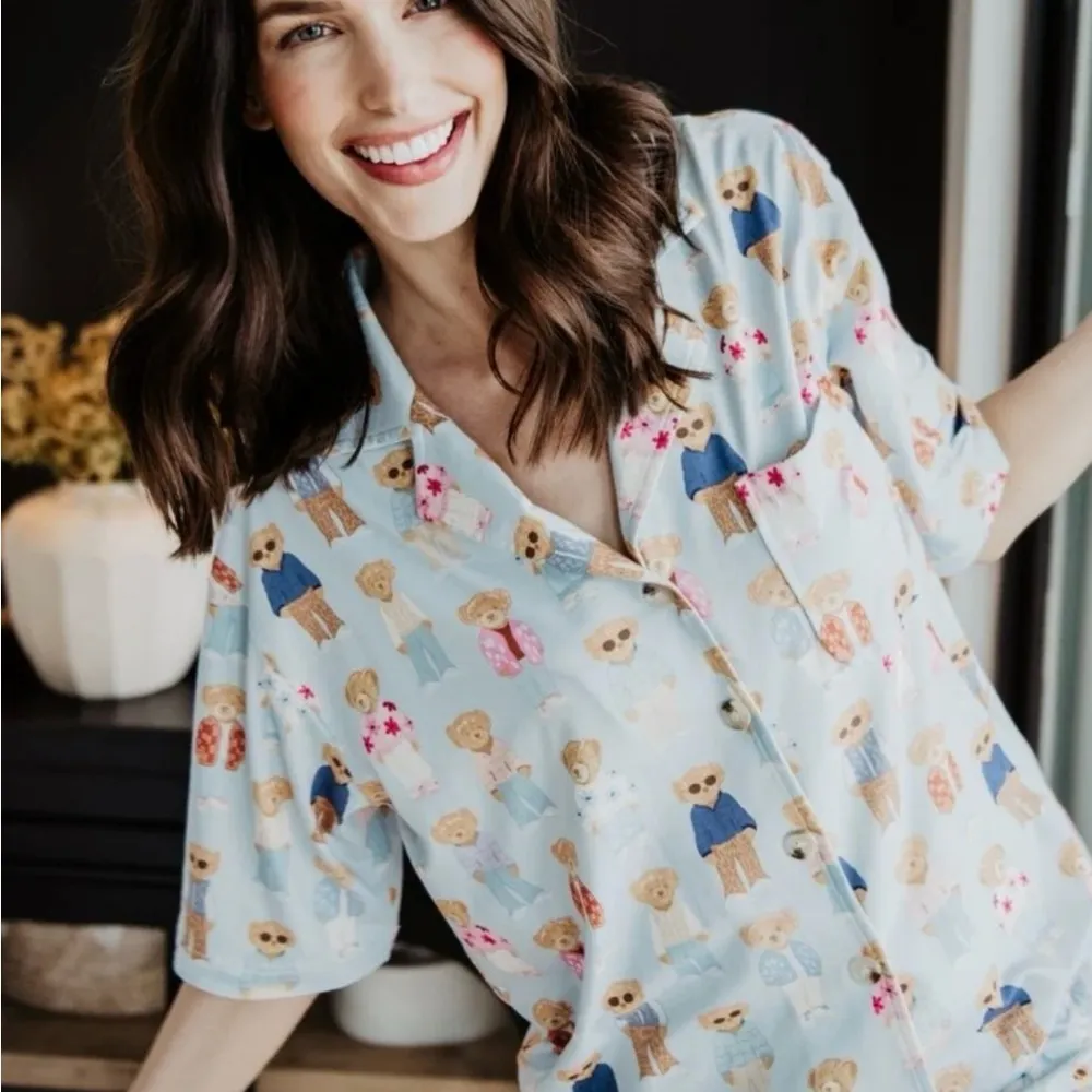 Teddy Bears Pajama Pants Set Blue - Image 2