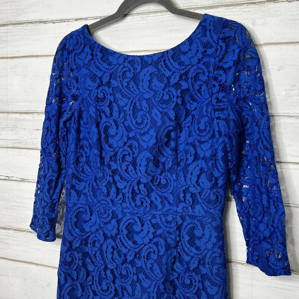 J. Crew Natalia Blue Lace Sheath Dress Size 8 - Image 5