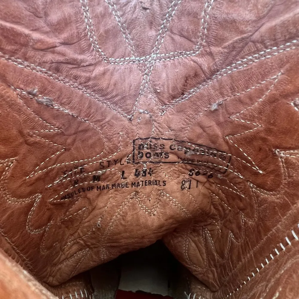 Miss Capezio Butterfly Boots stacked heel marbled brindle tan brown leather - Image 7