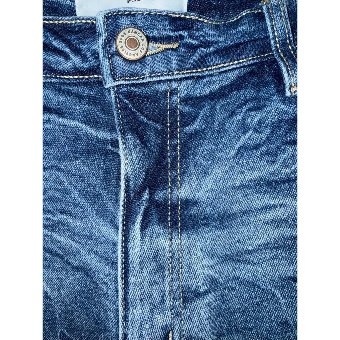 Kancan Womens High Rise Mom Jeans Acid Wash Straight leg 13/30 KC7829D #764 Blue - Image 3