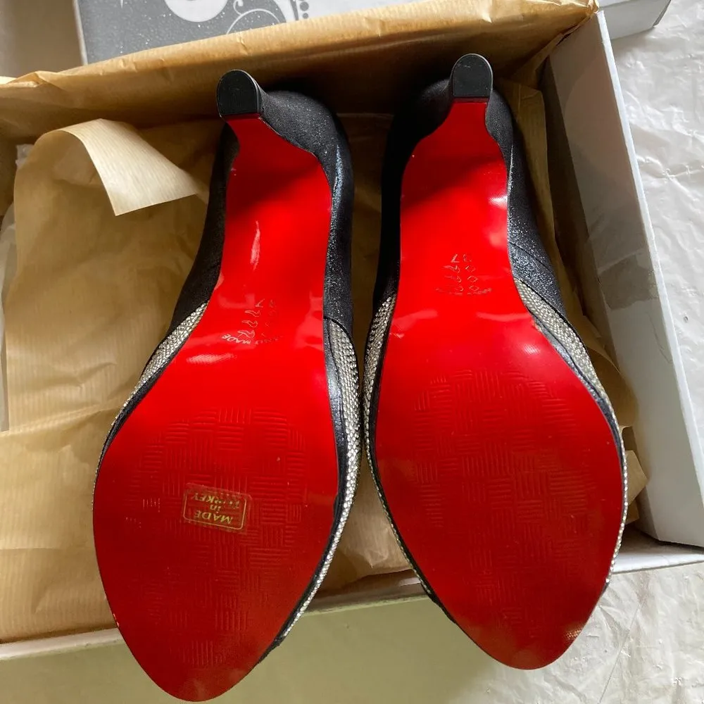 Impero women's size 37 EU rhinestone open toe red - Image 4