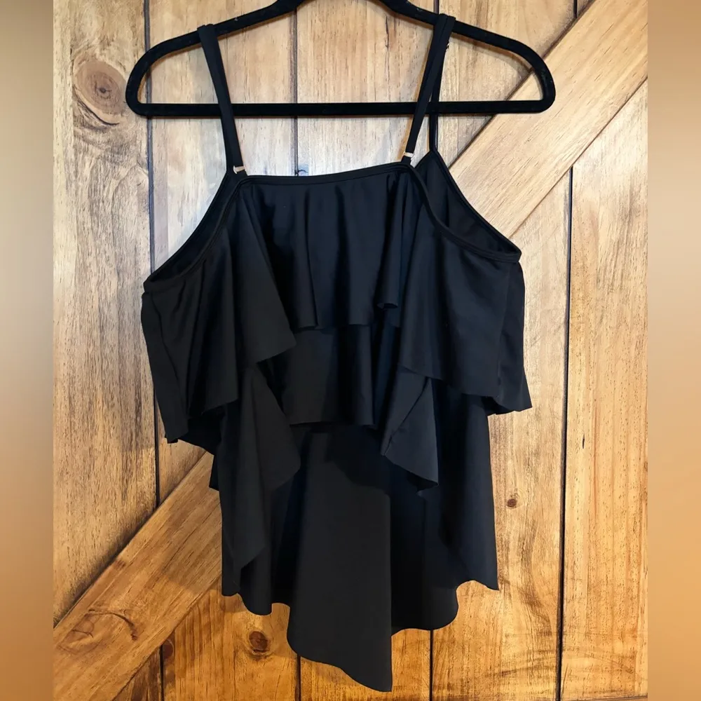 Plus Size Tankini Two Piece Black Tropical Print Size 3x - Image 3