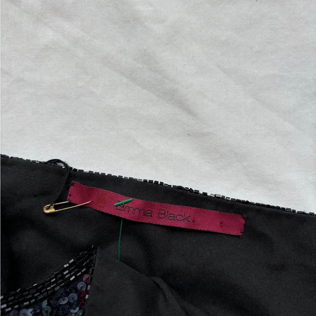 NEW WITH TAGS Emma Black Silk embellished Sequin Halter Crop Top Cami tank top Size 6 - Image 7