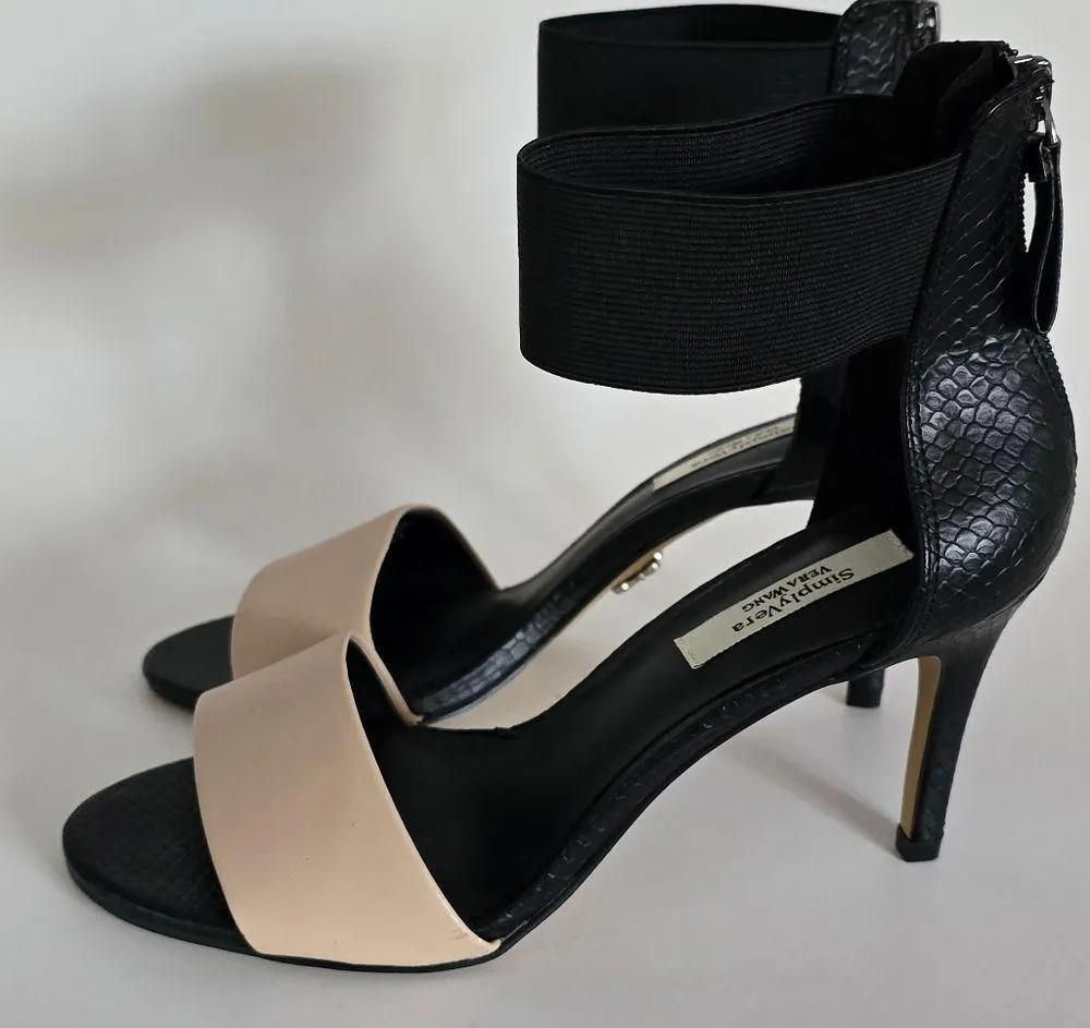 Simply Vera Vera Wang Black & Blush Ankle Strap Heels Size 6½ Pink - Image 6