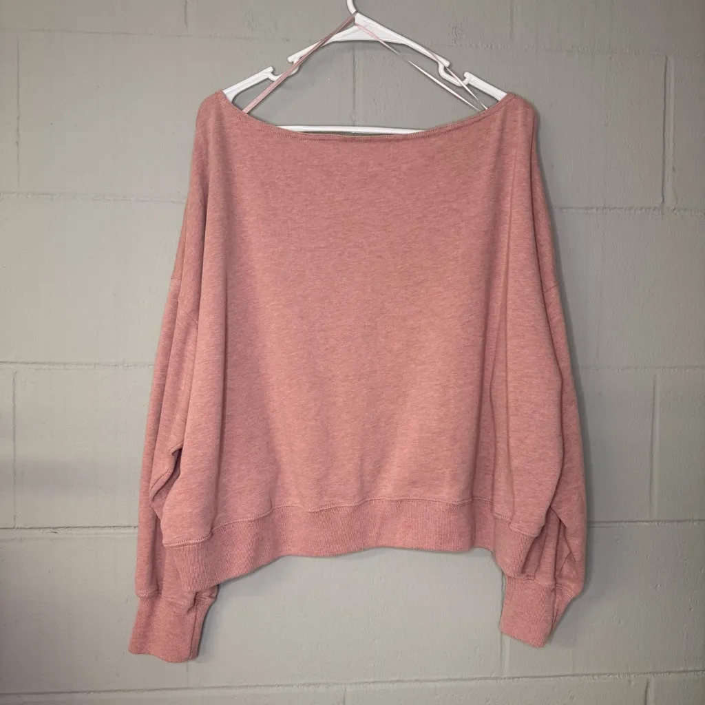 Hollister Easy Off-the-Shoulder Cotton Sweatshirt in Mauve Pink Women’s Sz Large - Image 6