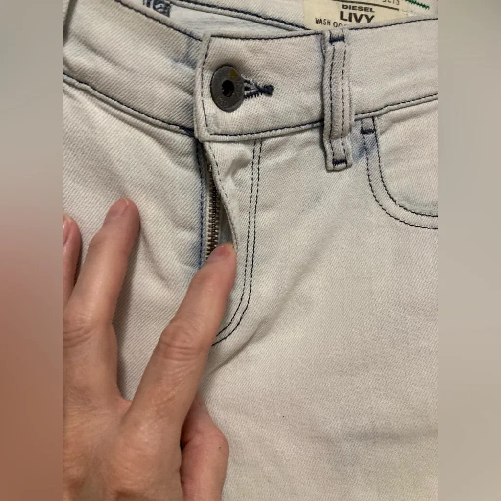 Diesel Y2K Women's Acid White Wash Livy Stretch Distressed Skinny Denim Jeans - Image 5