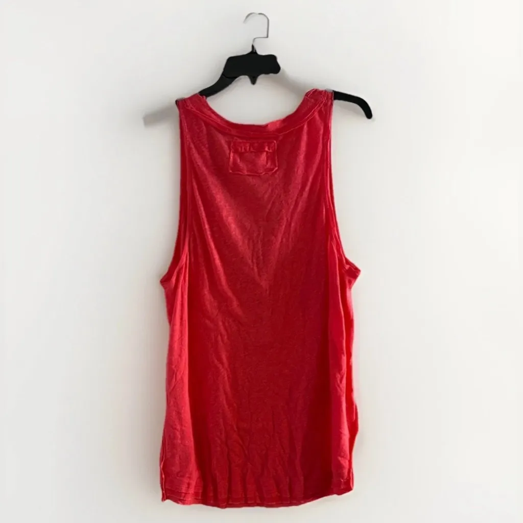 Free People  XS Love Language Burnout‎ Tank Top Sleeveless Raw Hem Linen Blend - Image 5