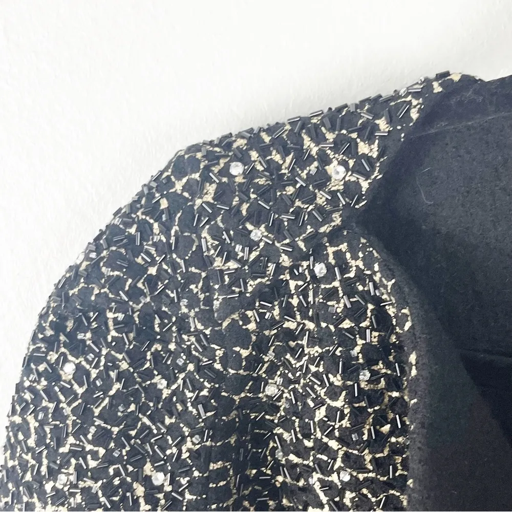 DIANE von FURSTENBERG 100% Wool Beaded Crystal Accents Collarless Jacket Small - Image 9