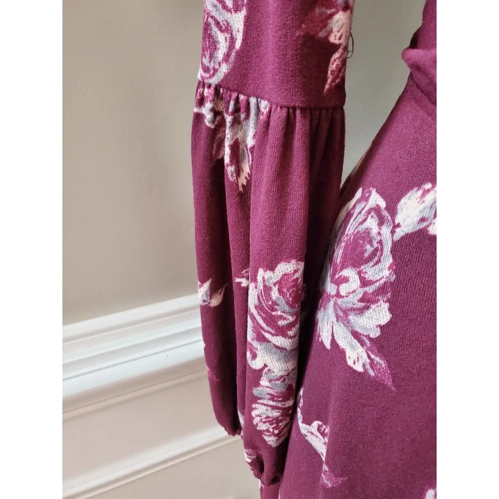 Altar'd State Womens Floral Polyester V-Neck Long Sleeve Knee Length Dress Small - Image 5