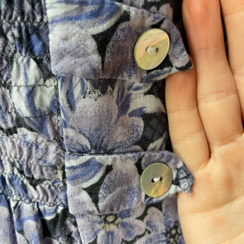 Vintage 90s Floral Dress Layered Look Snakeskin Print Shell Buttons Purple Rayon Size 10 - Image 9