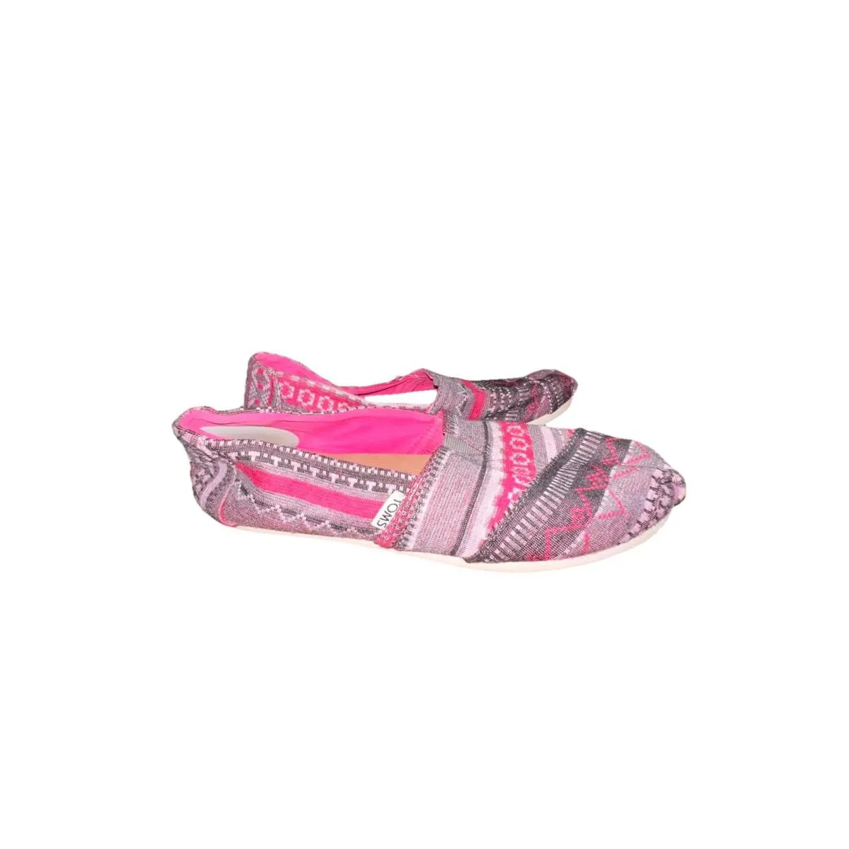 TOMS Women's 10 Pink Gray Tribal Aztec Print Canvas Classic Alpargata Shoes - Image 3