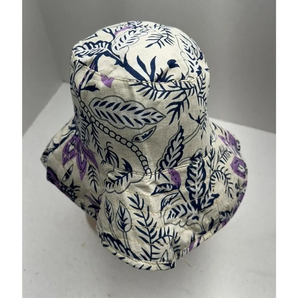 Hat Attack Bucket Hat 100% Cotton Floral Outdoor Hiking Ivory Purple Bea… - Image 6