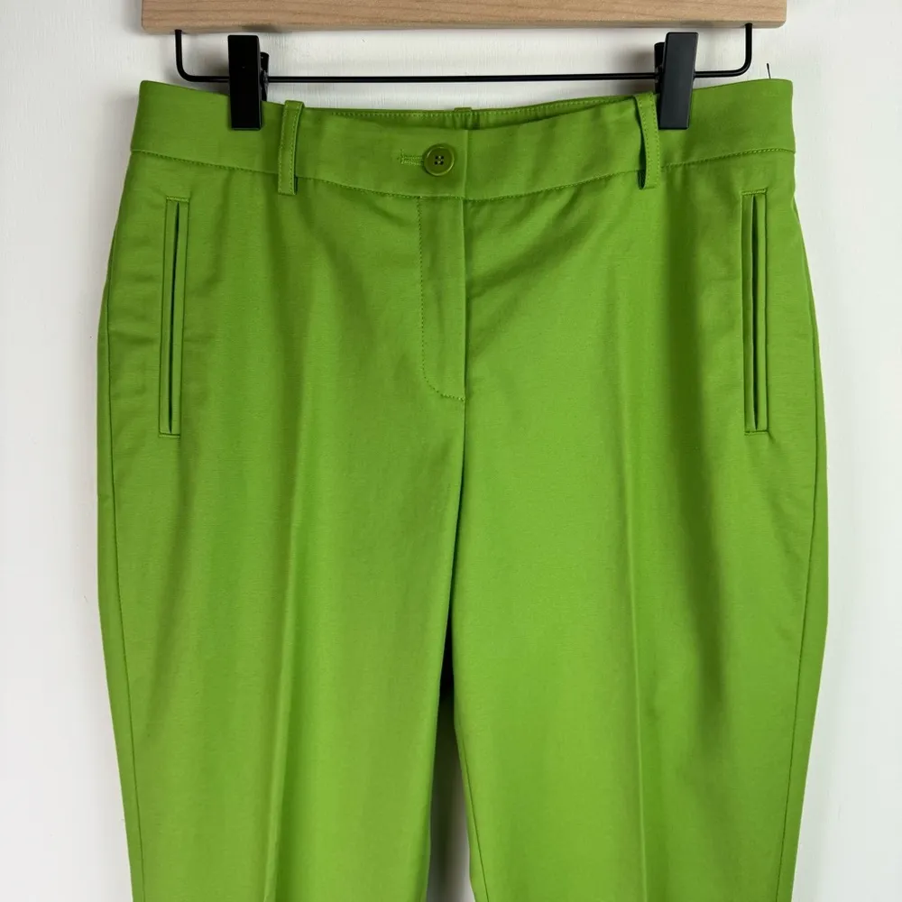 Lafayette 148 Pleat Trousers Sz 0 Green Slim Cut Tapered Dress Pants - Image 3