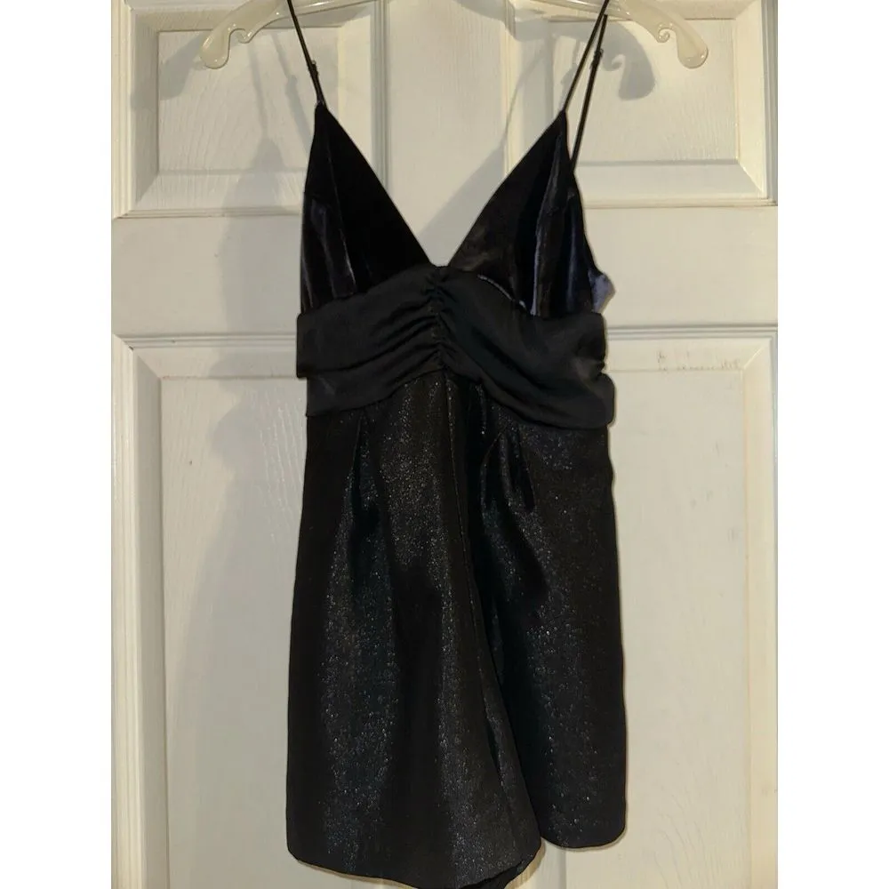 Free People Sylkie Romper Blue Velvet Top Black Shimmer Bottom Size 0‎ - Image 10