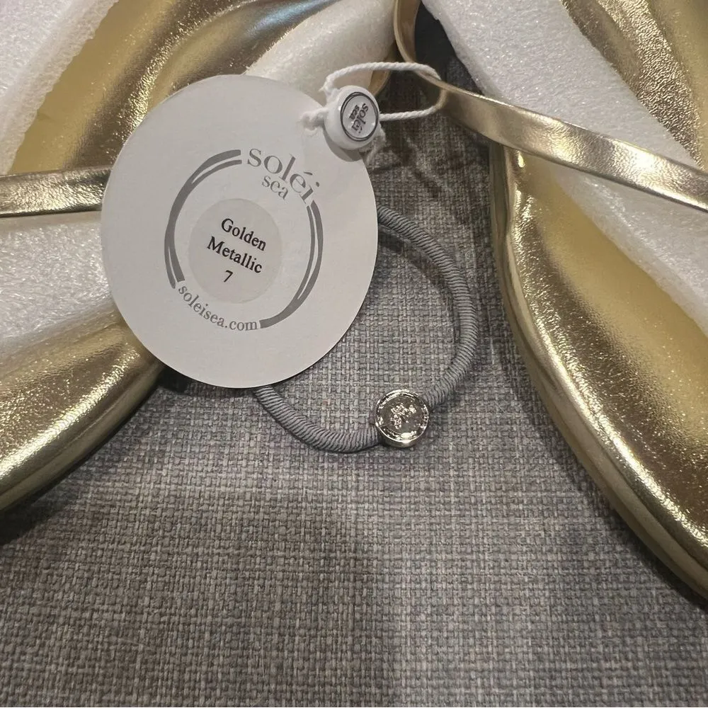 NWT Revolve Solei Sea Indie Metallic Gold Thong Sandal with arch support size 7 - Image 5
