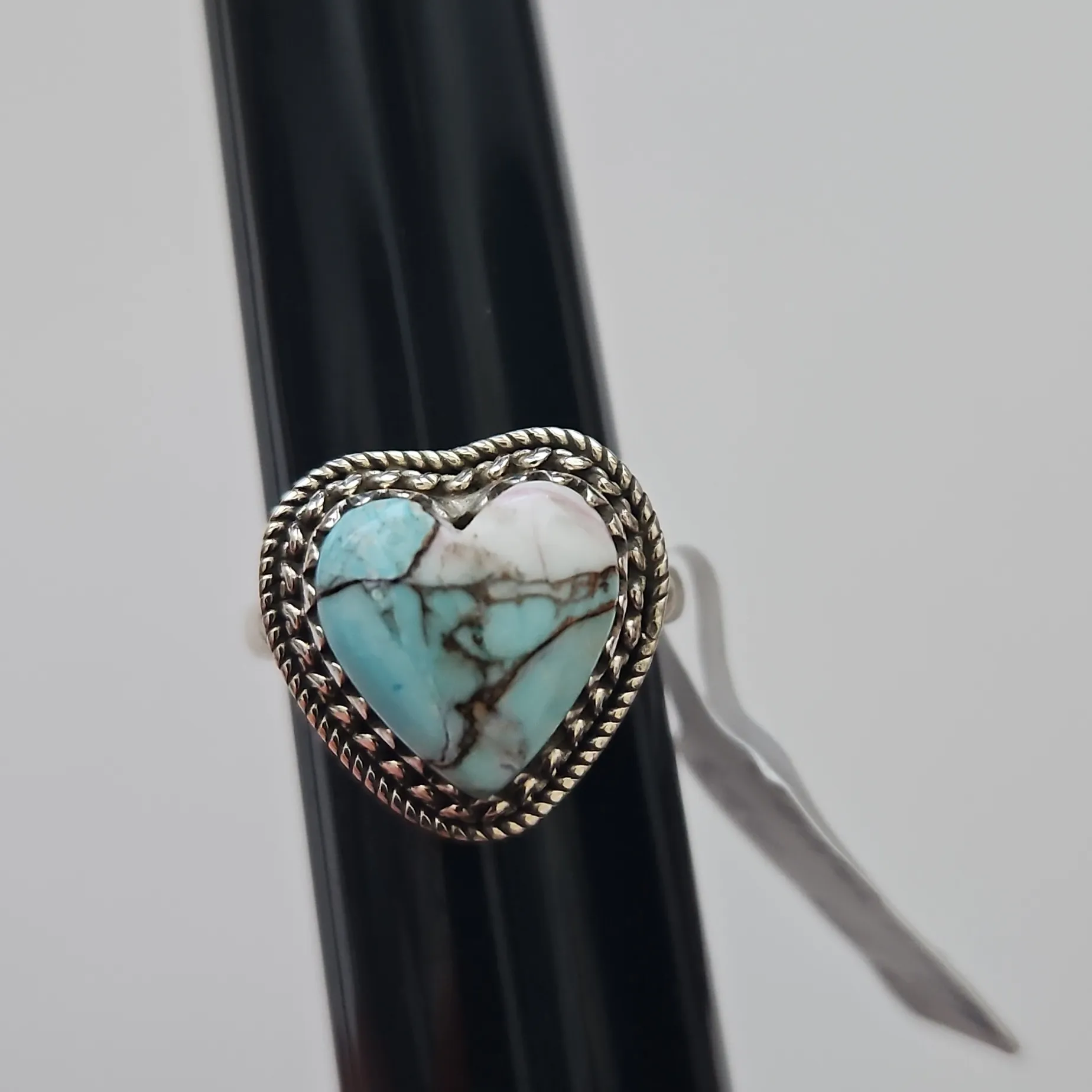 Cotton Candy Turquoise Heart Ring - Image 3