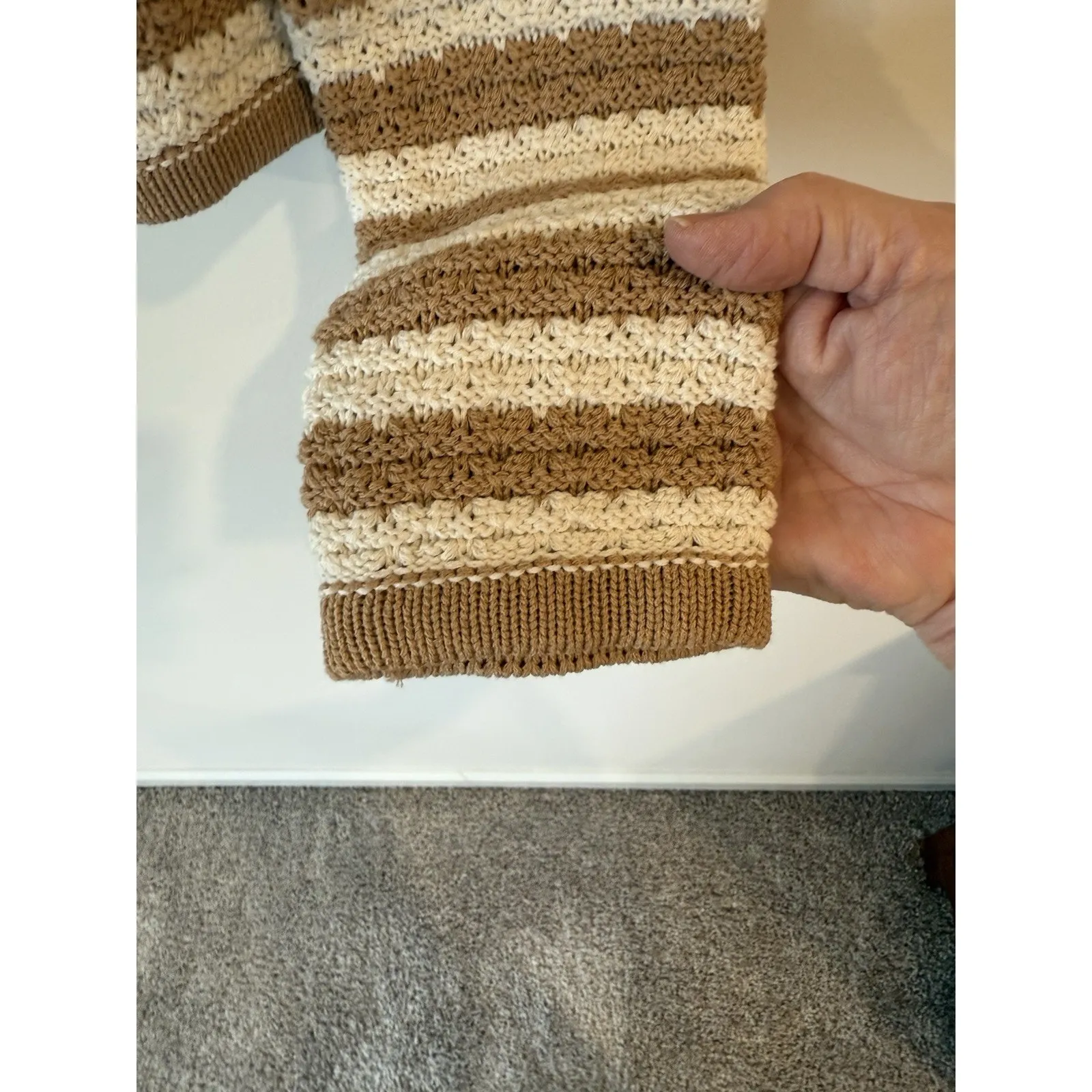 The Workshop Striped Cardigan Sweater Button Front Classic Nautical Large - Image 5