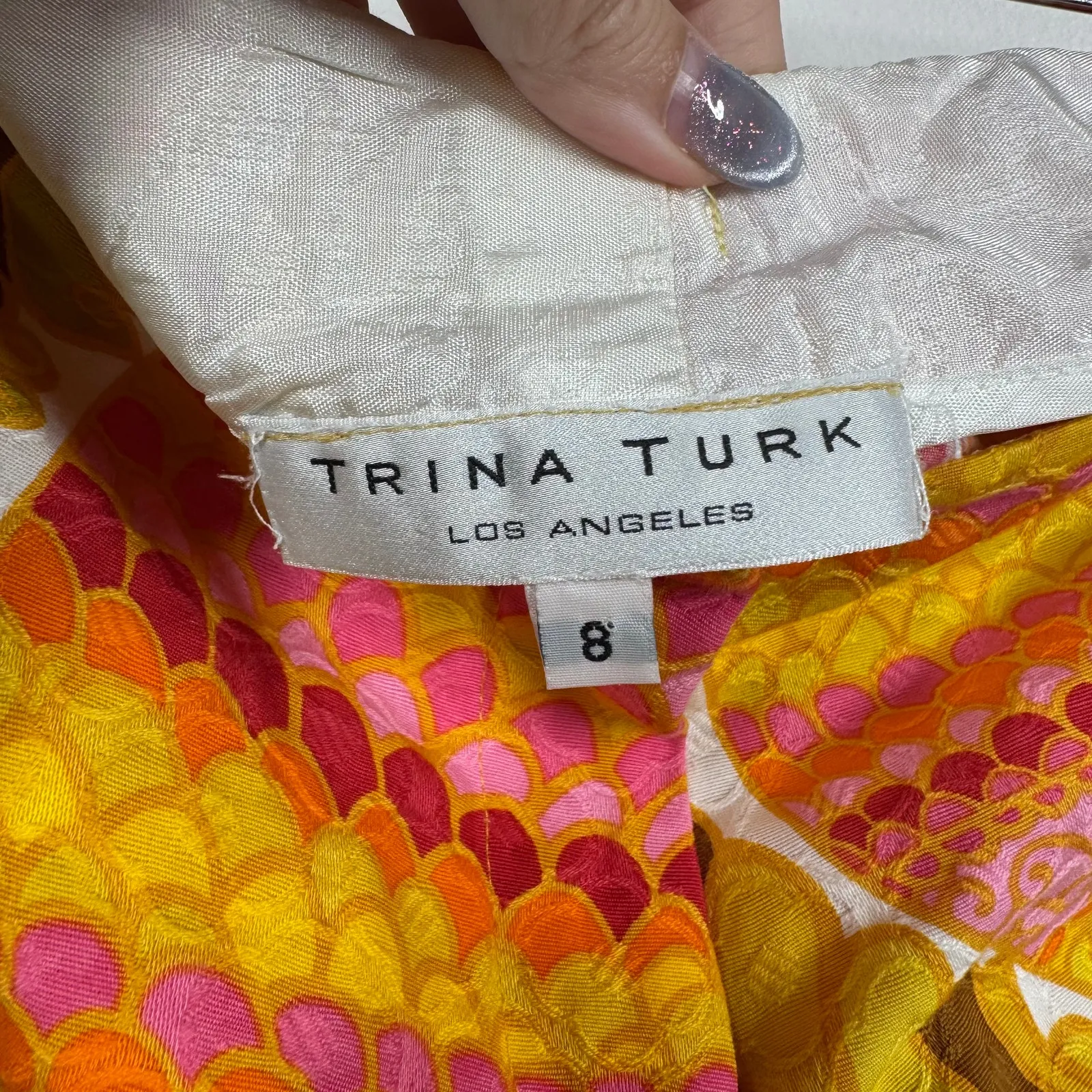 Trina Turk LA Shorts Womens 8 Colorful Retro Print Bermuda Stretch Vacay Modest - Image 5