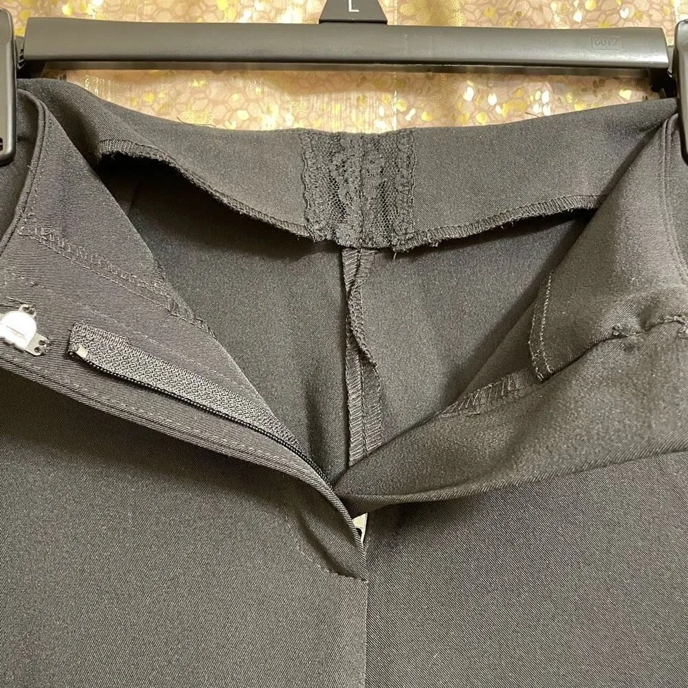 Retro Black Lace Up Side Tie Slit Pants, Small - Image 7