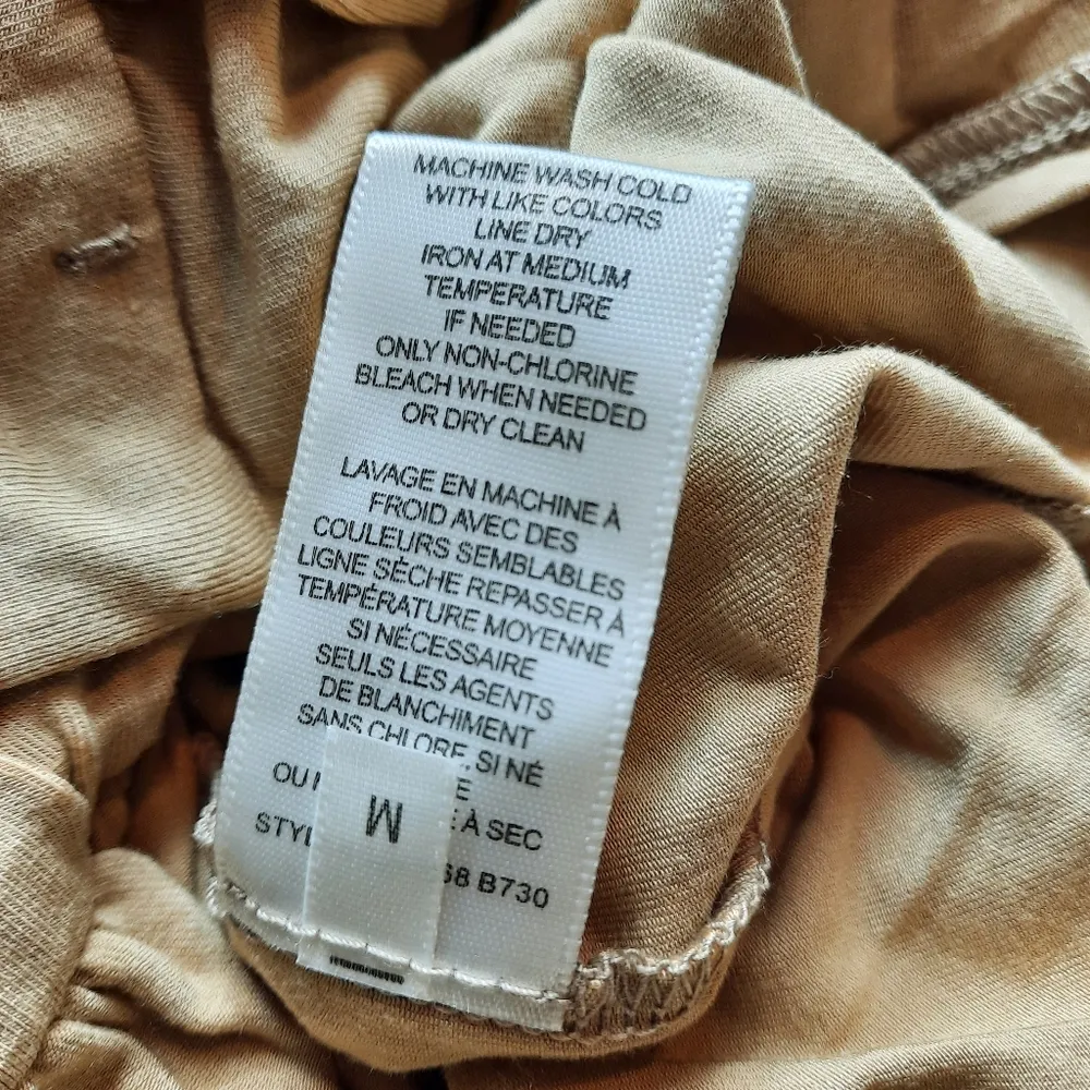 Rebecca Taylor Top Women's Medium Tan V-Neck Long Sleeve Belted Blouse Shirt - Image 8