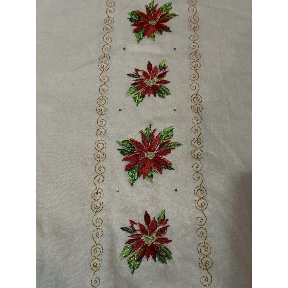 Extra Shenanigans Poinsettia Sweatshirt Plus Size 3X Cream Red Collar Xmas NEW - Image 2