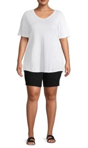 Black 5 Pocket Pull On Denim Shorts - Image 4