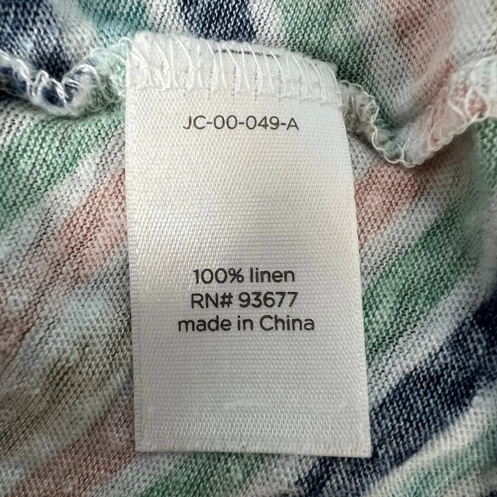 JCP 100% Linen Chevron Print Scoop Neck Women's Tank Top Size Large Lightweight Blue - Image 10