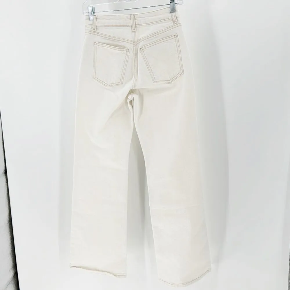 Topshop mid rise relaxed fit flare off white street ware 90s vibe retro size 26 - Image 3
